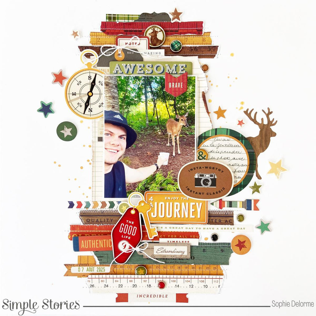 Simple Stories Rustic Legend Journal Bits And Pieces 26620 Enjoy The Journey Layout