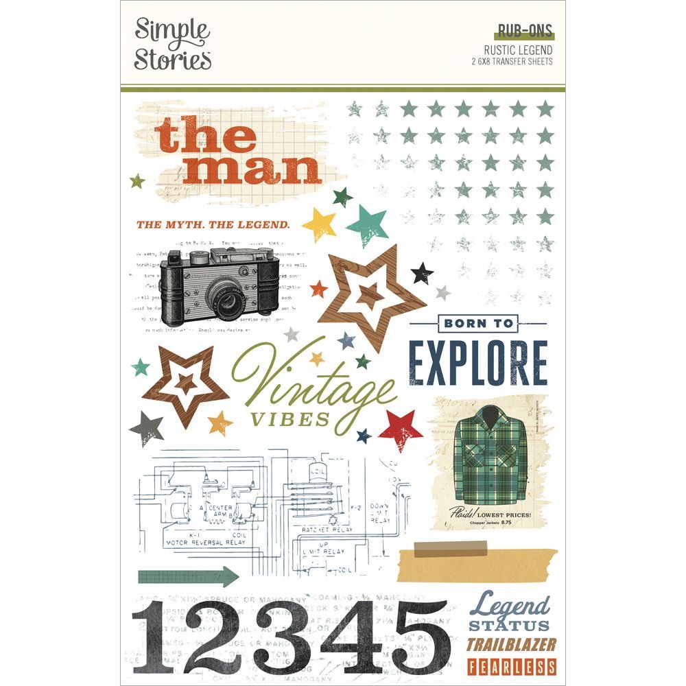 Simple Stories Rustic Legend Rub Ons 26621