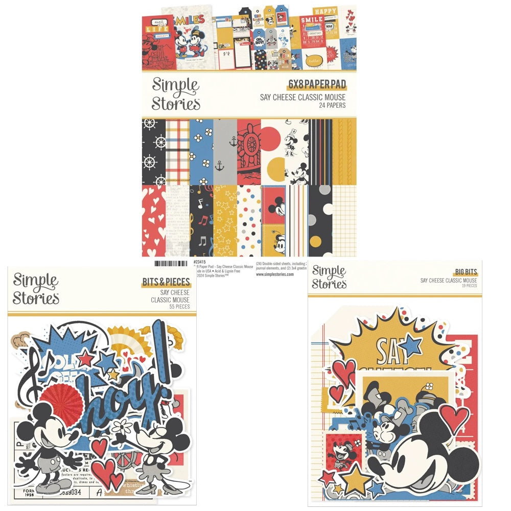 Simple Stories Say Cheese Classic Mouse 6 x 8 Paper Pad And Ephemera Bundle