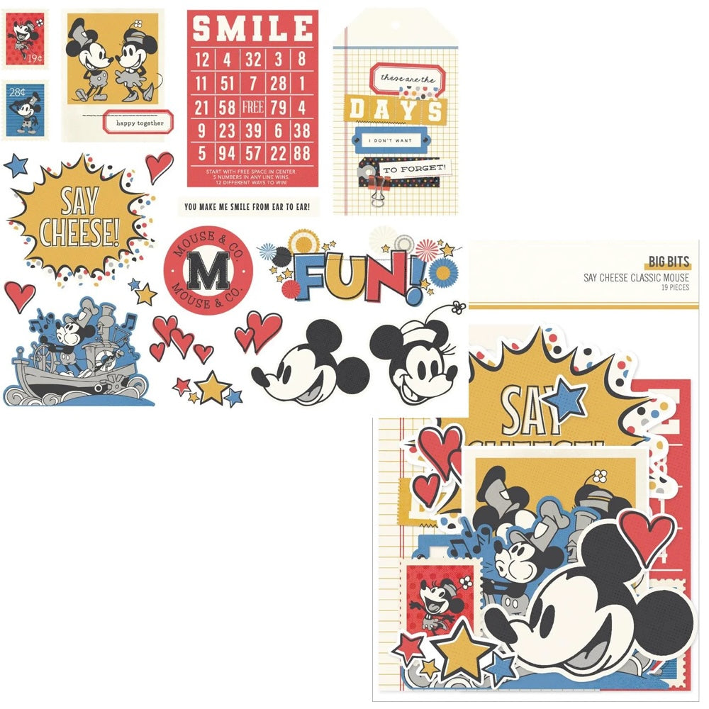 Simple Stories Say Cheese Classic Mouse 6 x 8 Paper Pad And Ephemera Bundle Big Bits