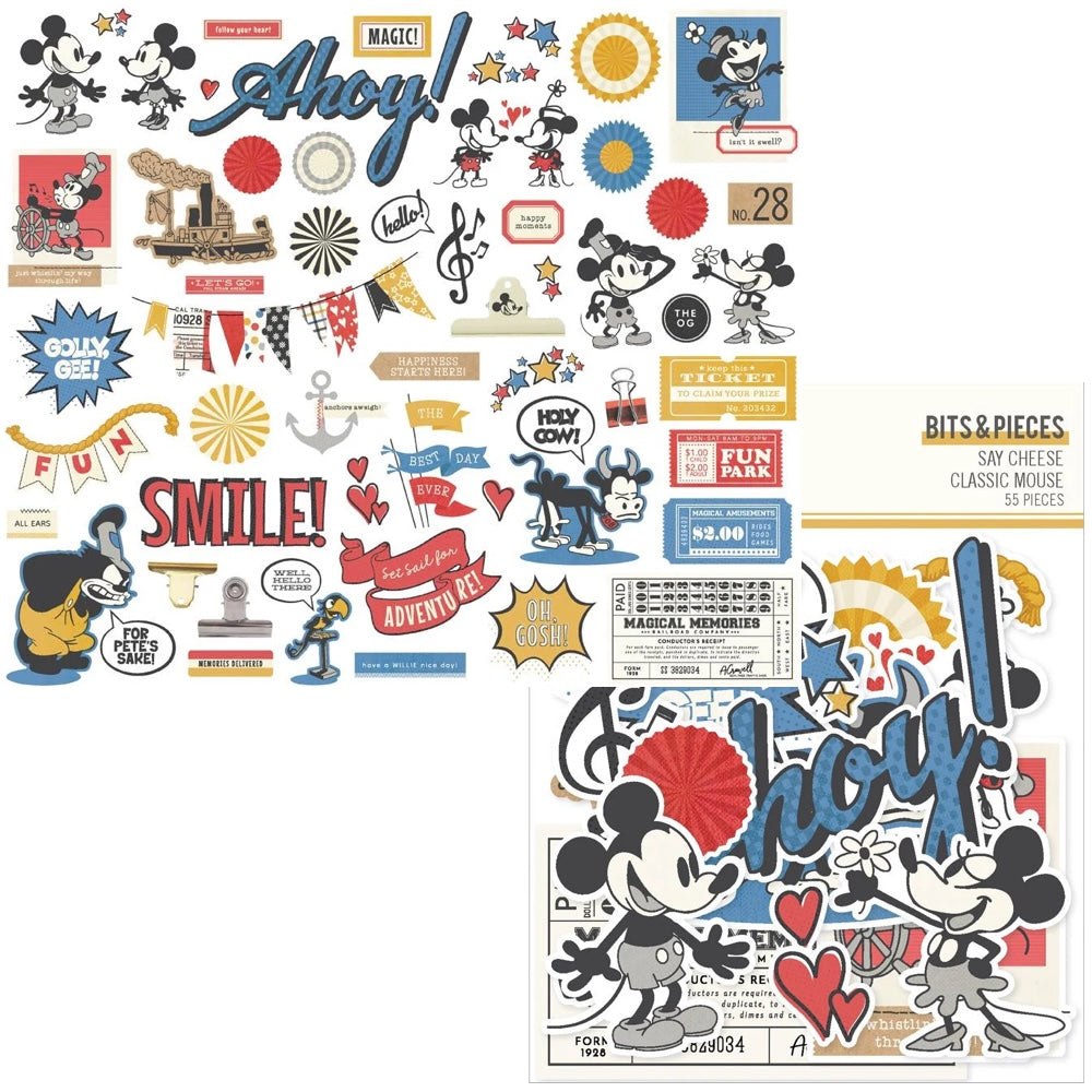 Simple Stories Say Cheese Classic Mouse 6 x 8 Paper Pad And Ephemera Bundle Bits And Pieces