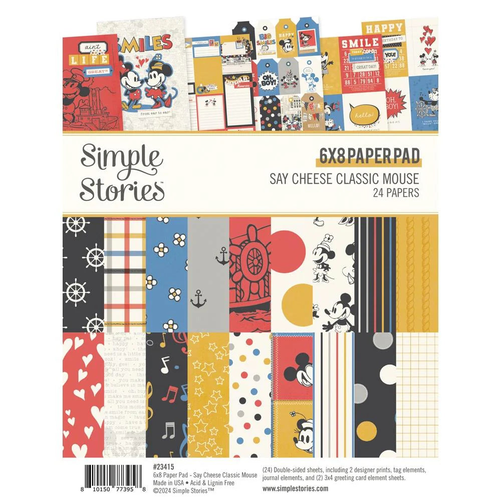 Simple Stories Say Cheese Classic Mouse 6 x 8 Paper Pad And Ephemera Bundle Bits And Pieces Papers