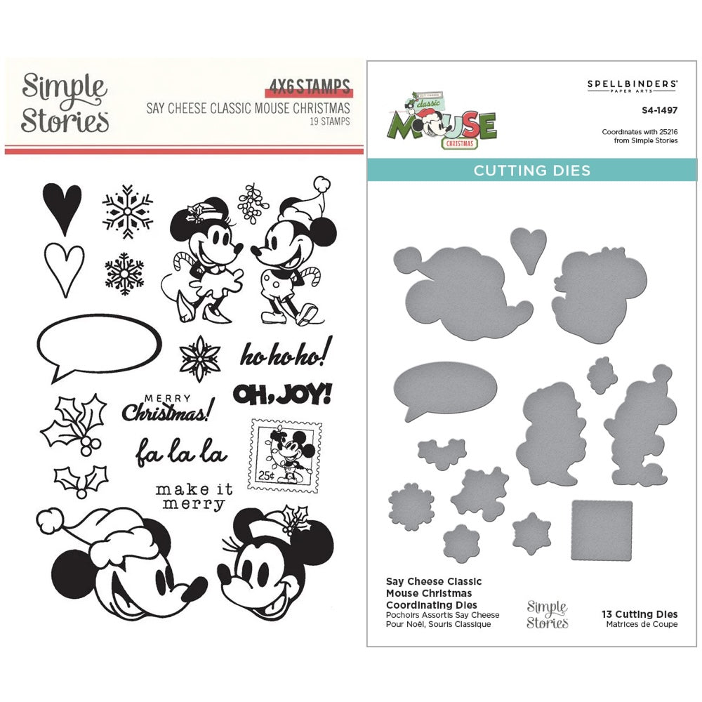 Simple Stories Say Cheese Classic Mouse Christmas Stamps And Dies Bundle