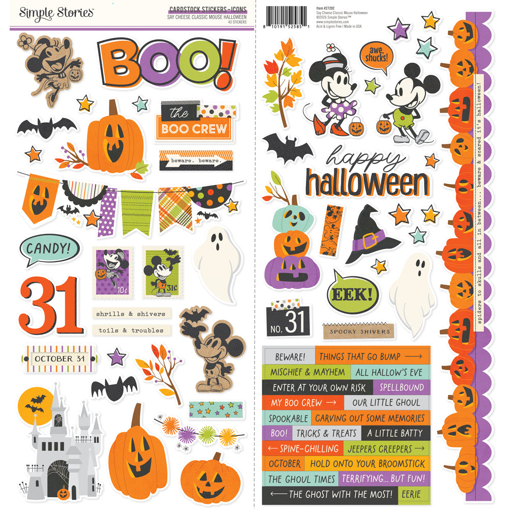 Simple Stories Say Cheese Classic Mouse Halloween 12 x 12 Collection Kit 27200 Element Stickers