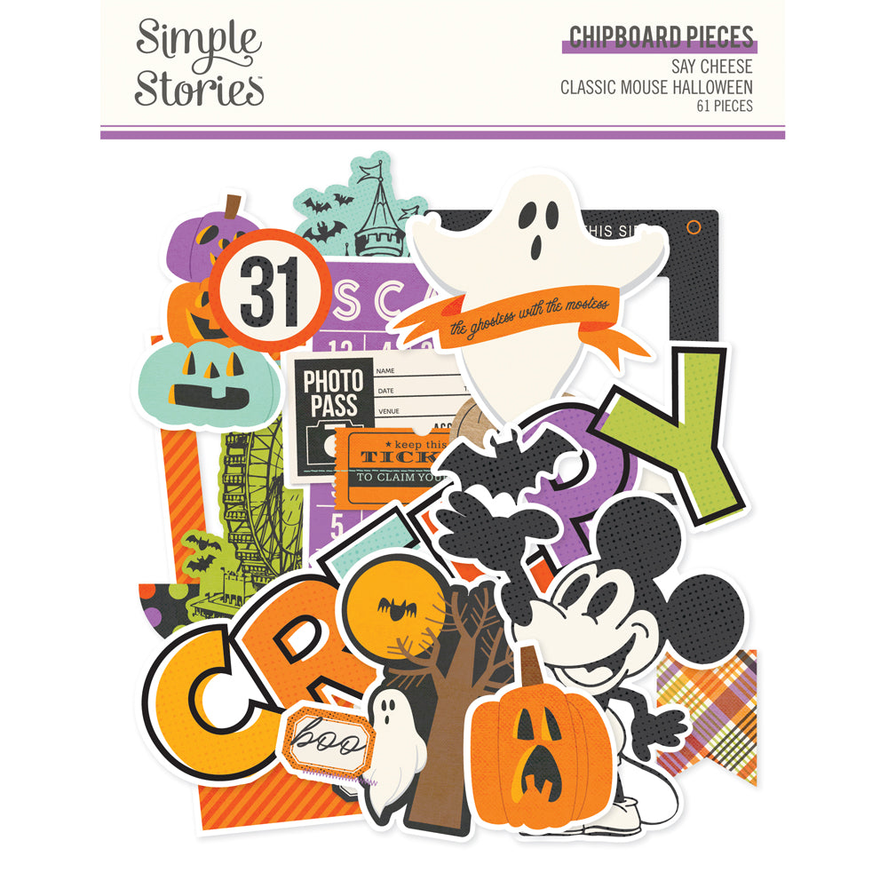 Simple Stories Say Cheese Classic Mouse Halloween Chipboard Pieces 27218