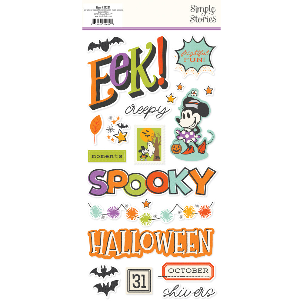 Simple Stories Say Cheese Classic Mouse Halloween Foam Stickers 27221 Spooky Sentiments