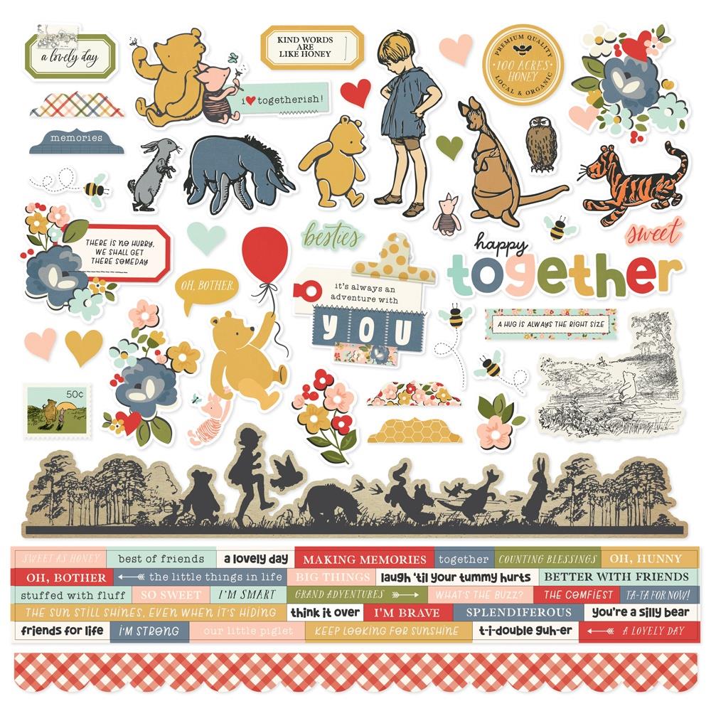 Simple Stories Say Cheese Classic Pooh 12 x 12 Collector's Essential Kit 23901 Cardstock Stickers