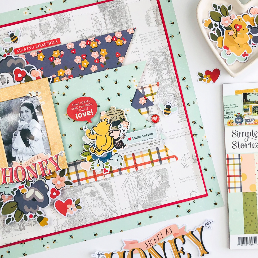 Simple Stories Say Cheese Classic Pooh 6 x 8 Paper Pad 23915 Sweet As Honey Layout