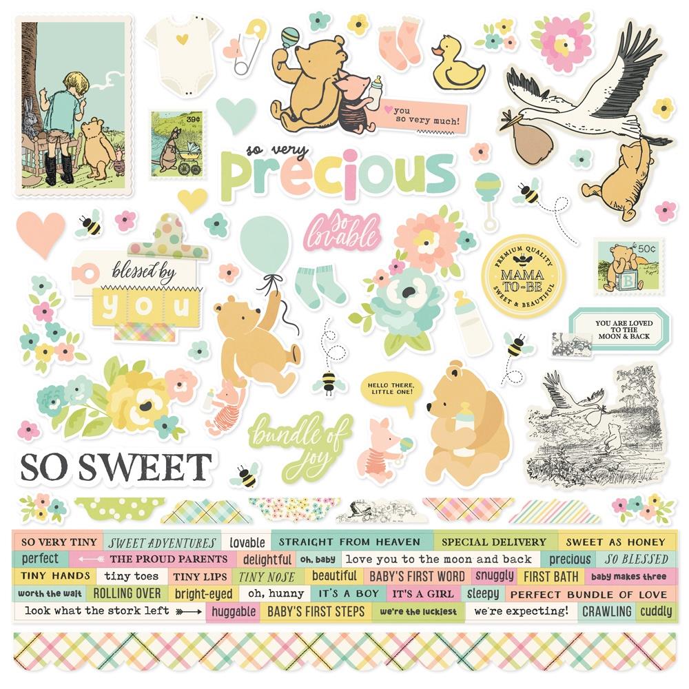 Simple Stories Say Cheese Classic Pooh Baby 12 x 12 Collection Kit 25800 Cardstock Stickers