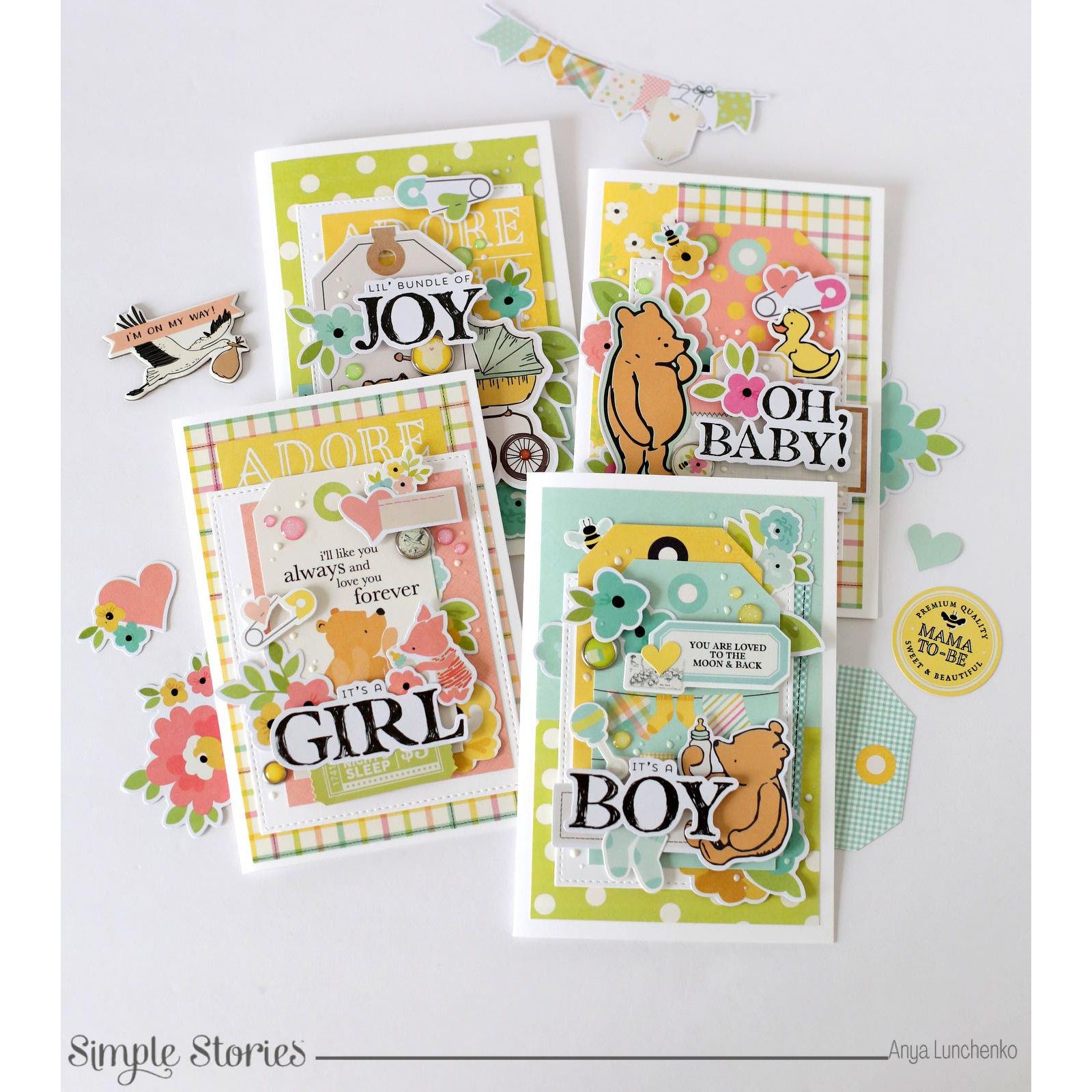 Simple Stories Say Cheese Classic Pooh Baby 12 x 12 Collection Kit 25800 New Born Joy Cards