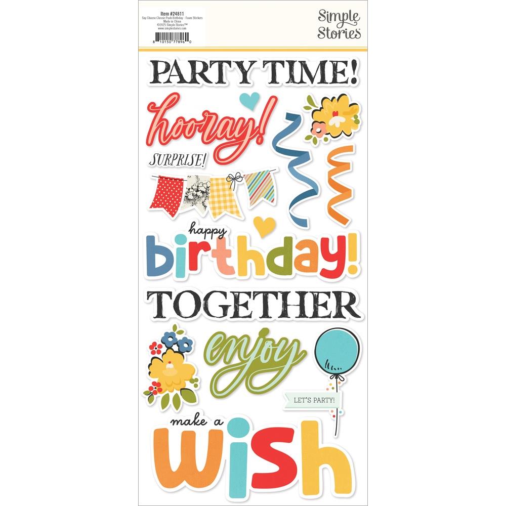 Simple Stories Say Cheese Classic Pooh Birthday Foam Stickers 24811 Packaging View