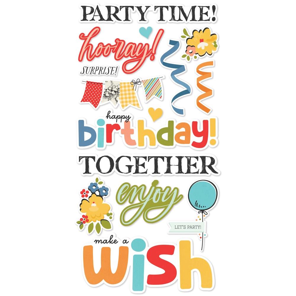 Simple Stories Say Cheese Classic Pooh Birthday Foam Stickers 24811 Party Time Sentiments