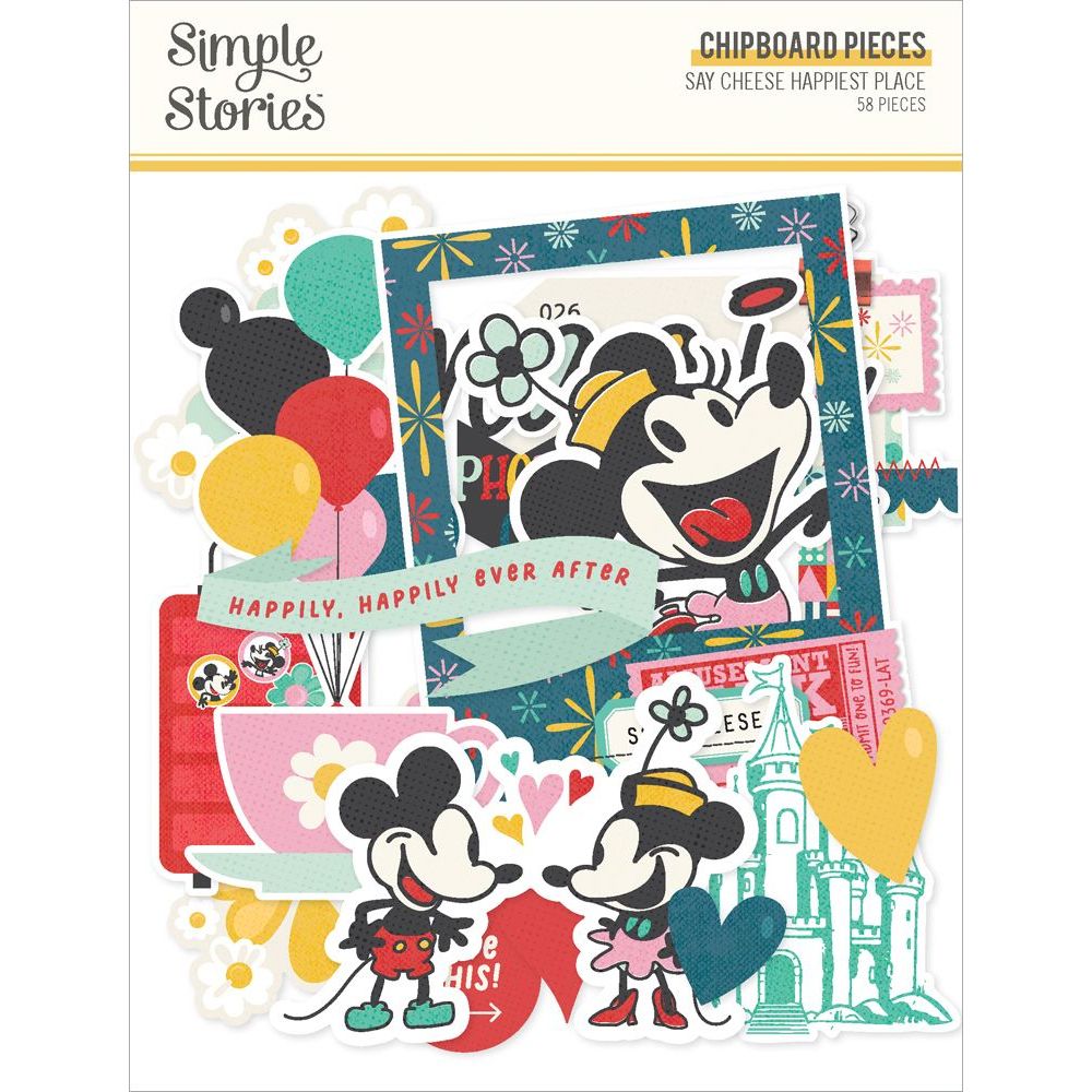 Simple Stories Say Cheese Happiest Place Chipboard Pieces 26226