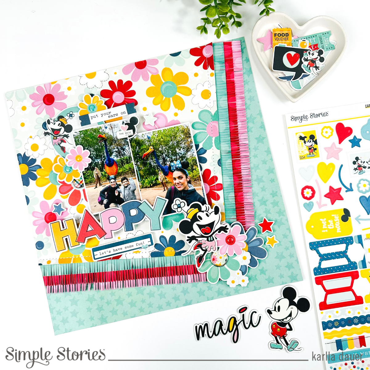 Simple Stories Say Cheese Happiest Place Floral Bits And Pieces 26229 Happy Disney Layout