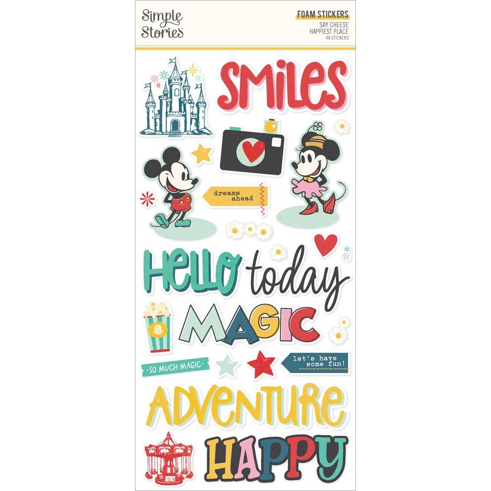 Simple Stories Say Cheese Happiest Place Foam Stickers 26230