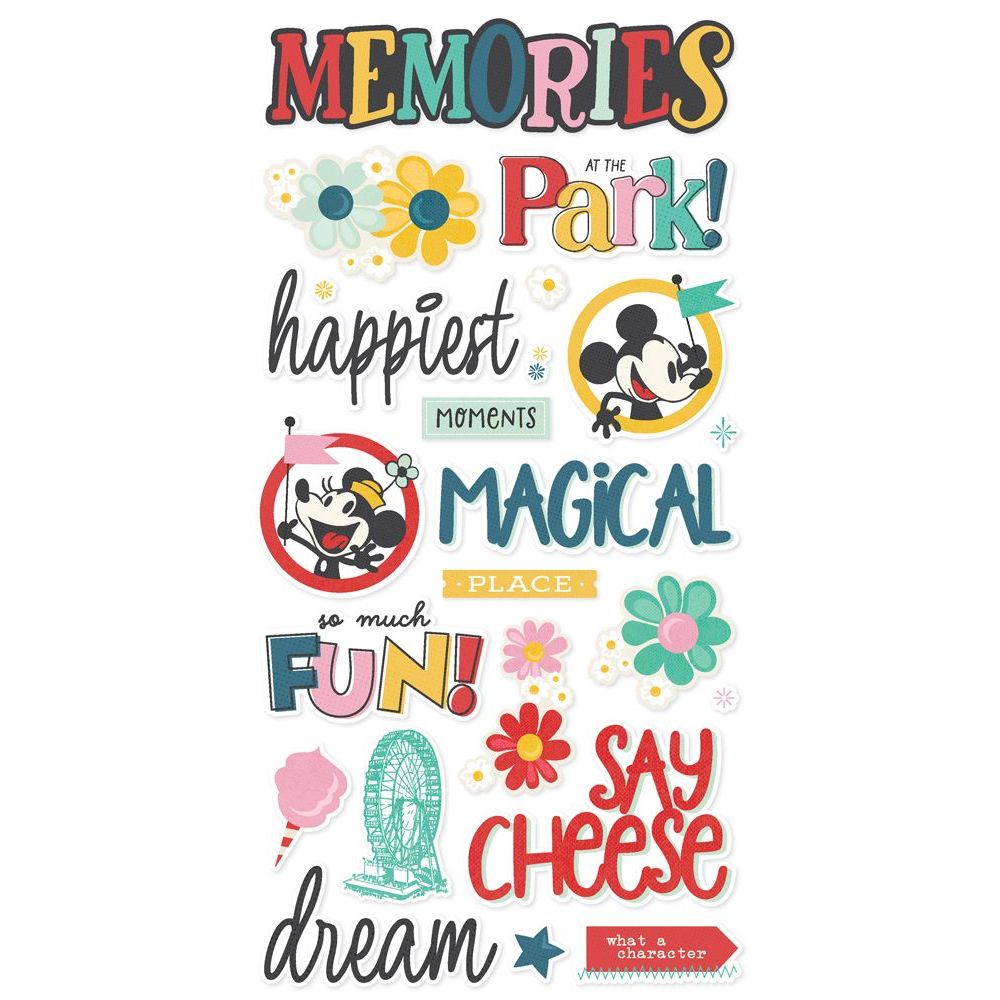 Simple Stories Say Cheese Happiest Place Foam Stickers 26230 Mickey Mouse Sentiments