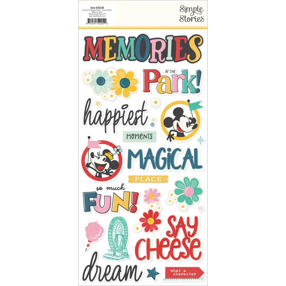 Simple Stories Say Cheese Happiest Place Foam Stickers 26230 Packaging View