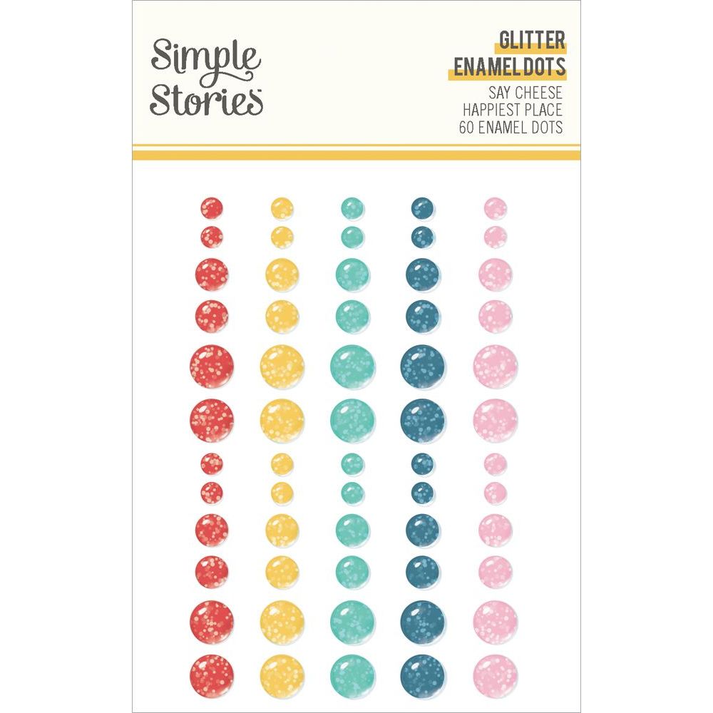 Simple Stories Say Cheese Happiest Place Glitter Enamel Dots 26232
