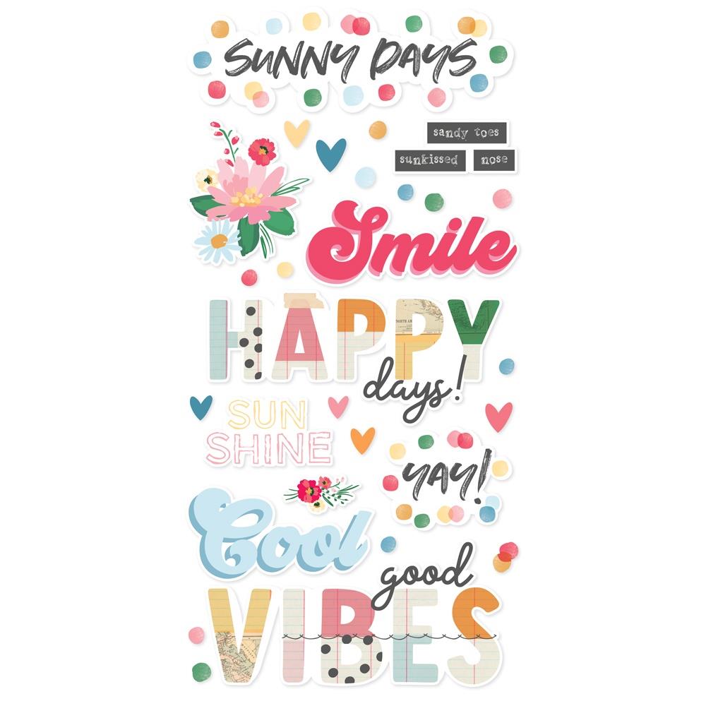 Simple Stories Sunny Days Foam Stickers 24523 Summer Sentiments