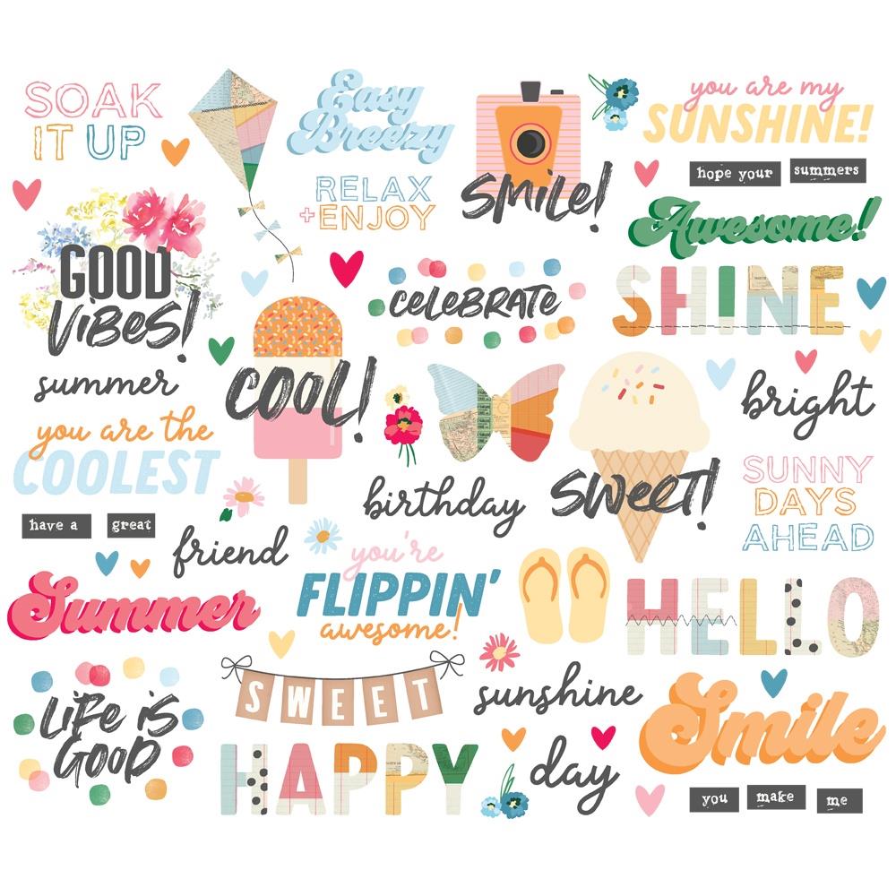 Simple Stories Sunny Days Sentiments Bits And Pieces 24521 Summer Sentiments