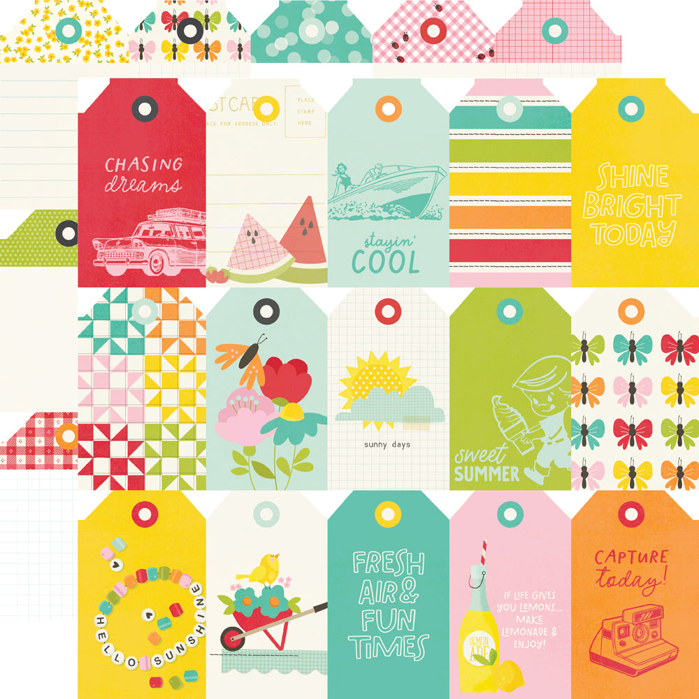 Simple Stories Sweet Summertime 12 x 12 Collection Kit 26800 Tagged Elements