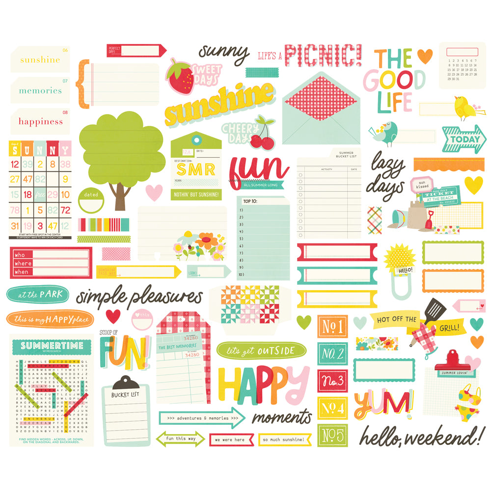 Simple Stories Sweet Summertime Journal Bits And Pieces 26820 Summer Sentiments