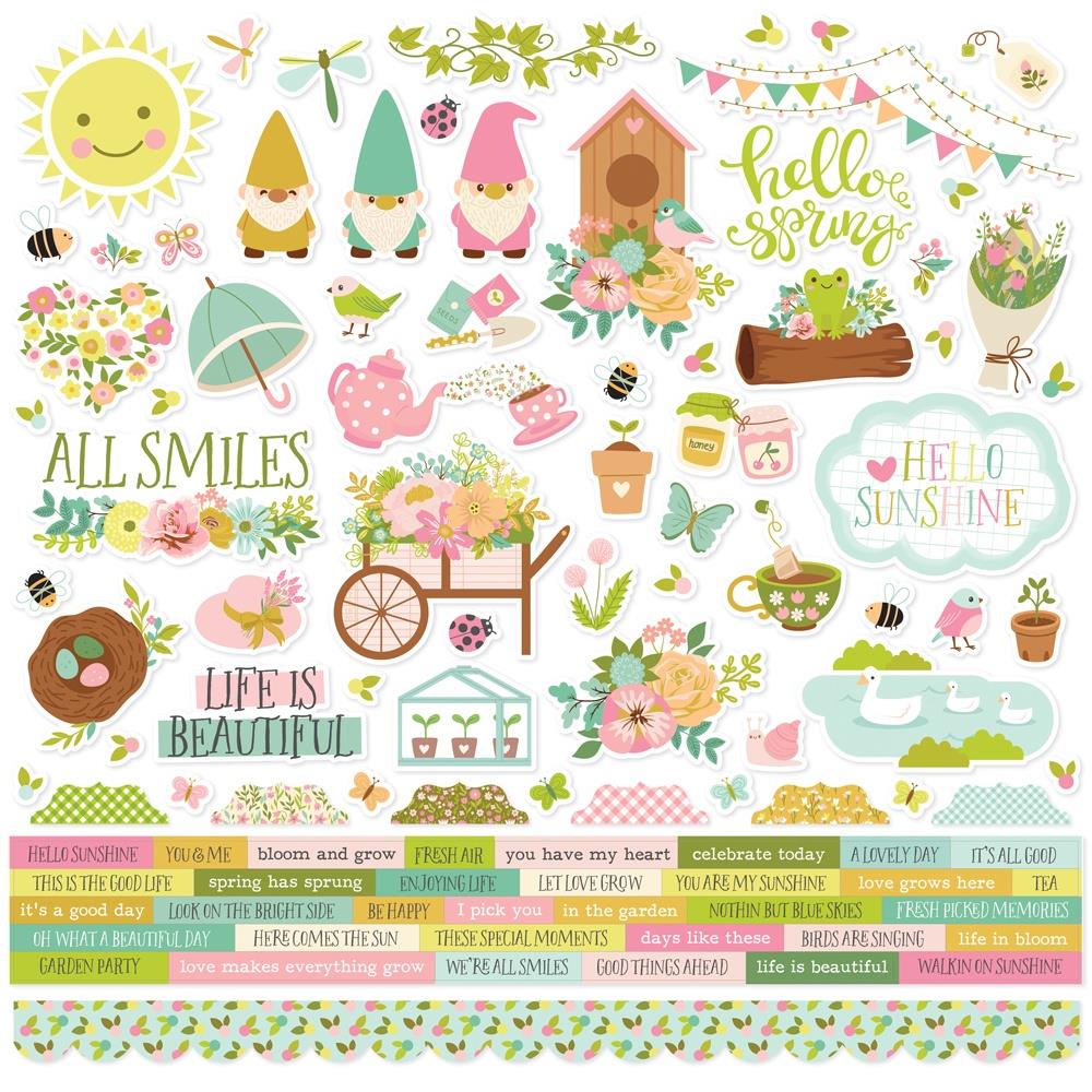 Simple Stories Tea Garden 12 x 12 Collection Kit 24100 Cardstock Stickers