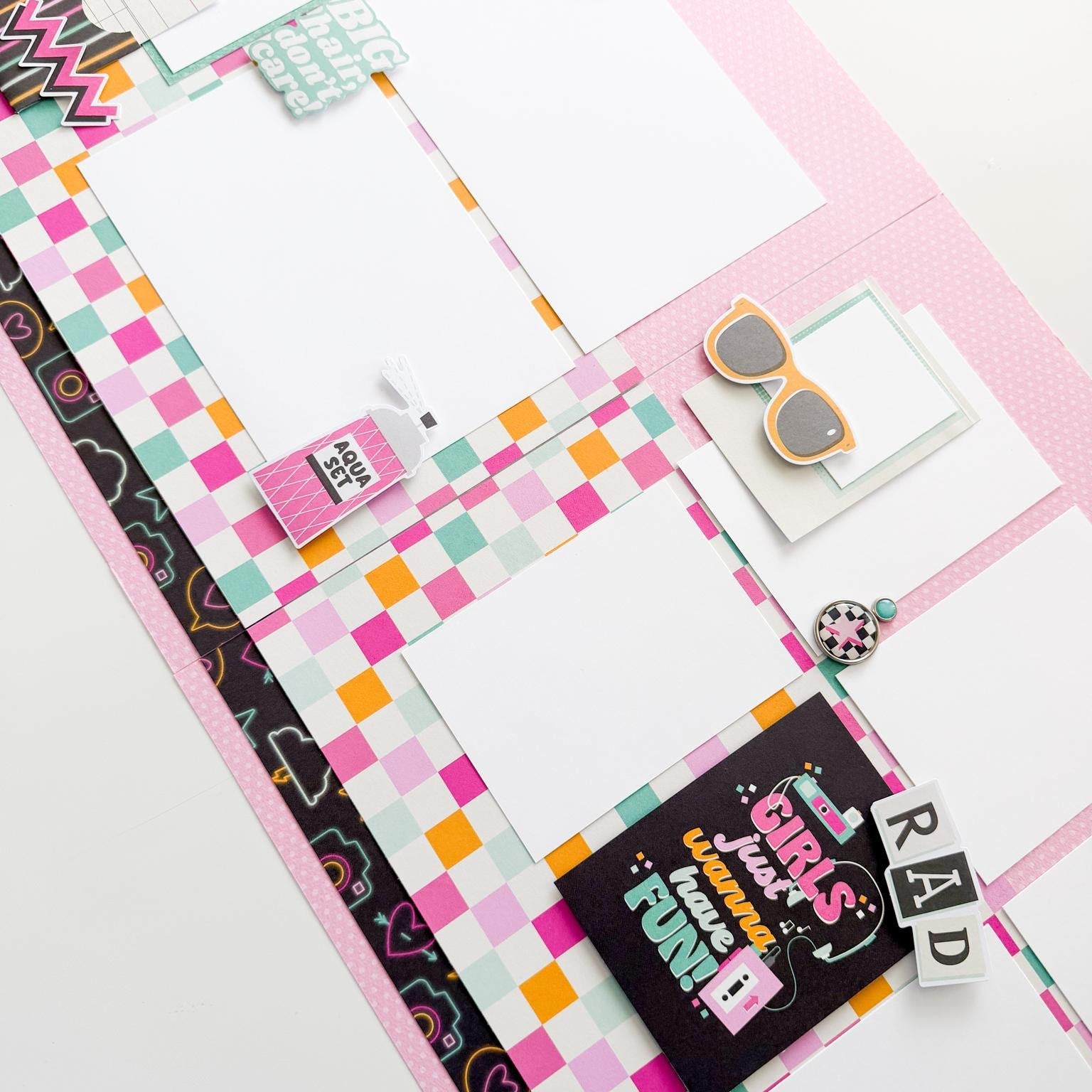 Simple Stories Totally 80's 12 x 12 Collection Kit 26700 Girls Just Wanna Have Fun Layout