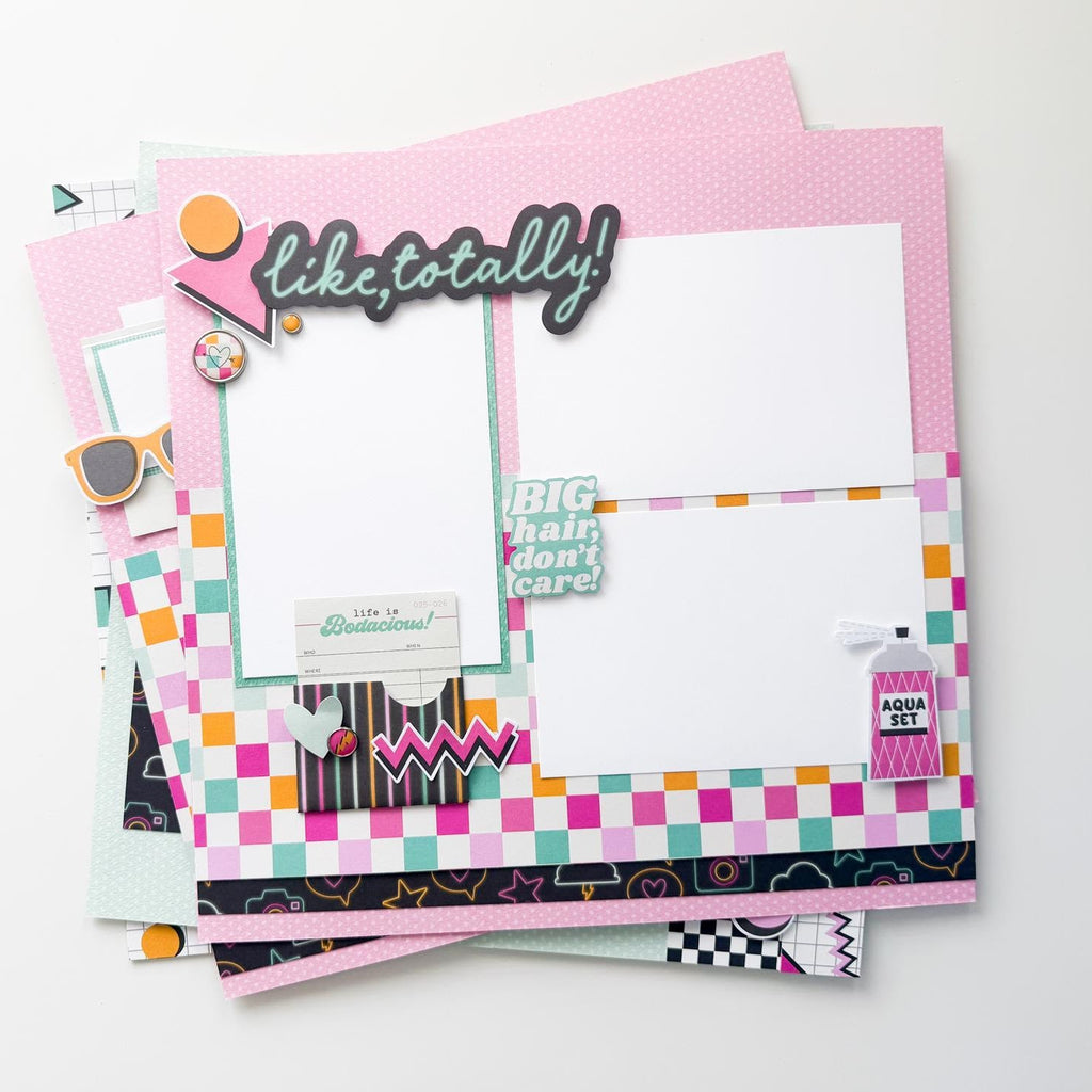 Simple Stories Totally 80's Bits And Pieces 26709 Big Hair Don't Care Layout