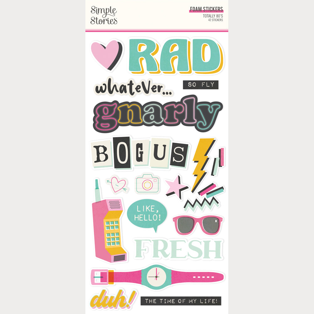 Simple Stories Totally 80's Foam Stickers 26710 Eighties Sentiments