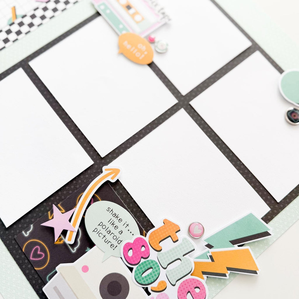 Simple Stories Totally 80's Glossy Enamel Dots 26712 Shake It Like A Polaroid Picture Layout