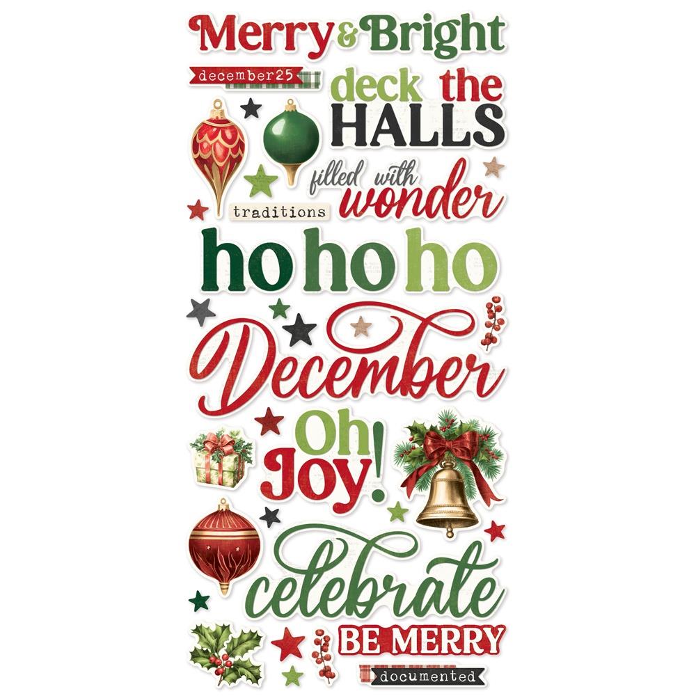 Simple Stories Vintage Believe Foam Stickers 25533 Christmas Sentiments