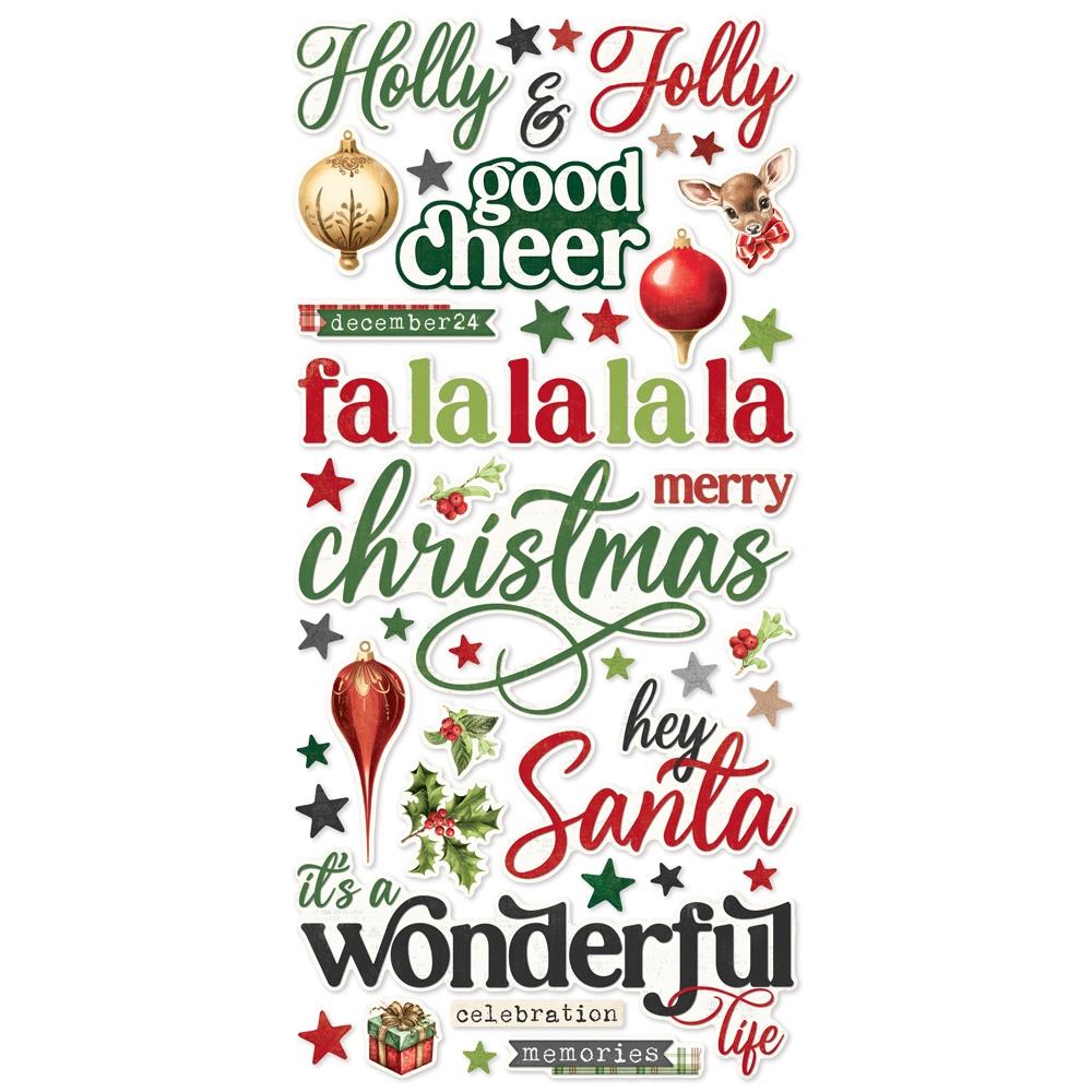 Simple Stories Vintage Believe Foam Stickers 25533 Holidays Sentiments