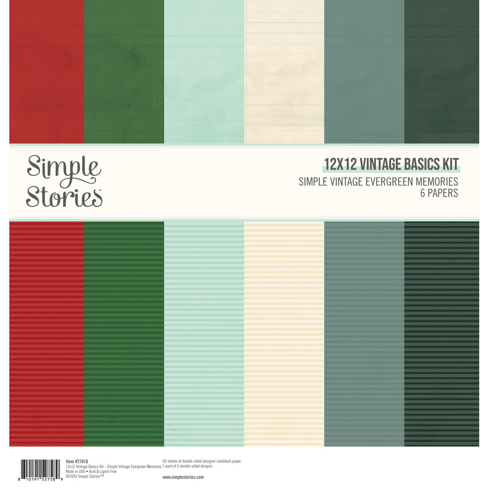 Simple Stories Vintage Evergreen Memories 12 x 12 Basics Kit 27816