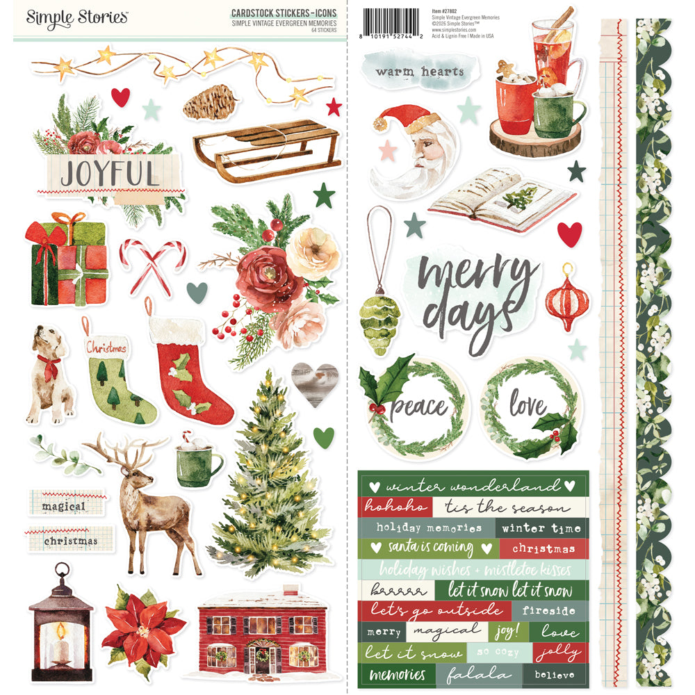 Simple Stories Vintage Evergreen Memories 12 x 12 Collection Kit 27800 Cardstock Stickers