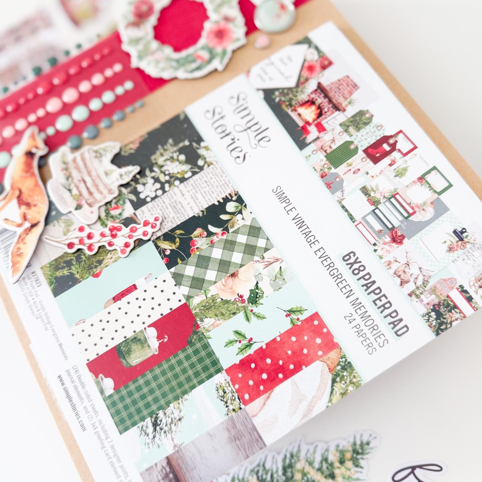 Simple Stories Vintage Evergreen Memories 6 x 8 Paper Pad 27823 Christmas Layout