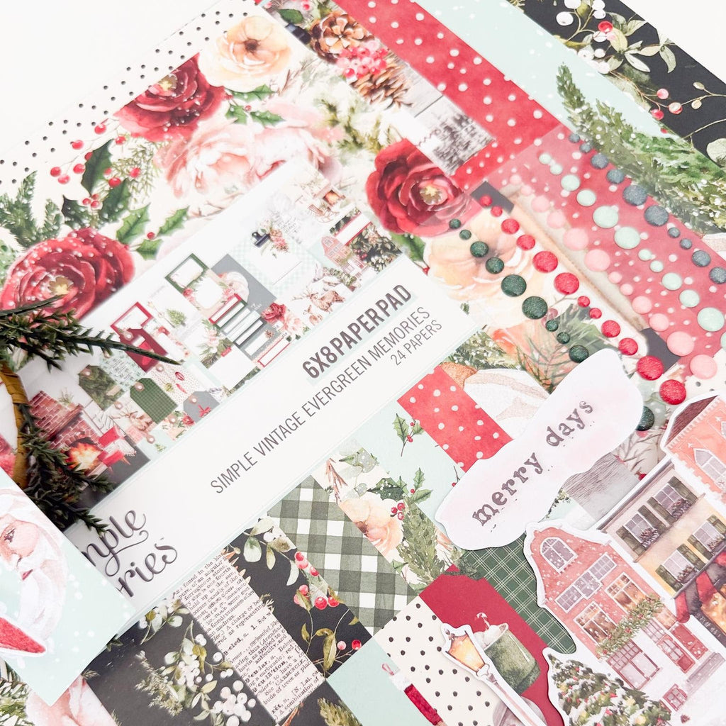Simple Stories Vintage Evergreen Memories 6 x 8 Paper Pad 27823 Merry Days Layout