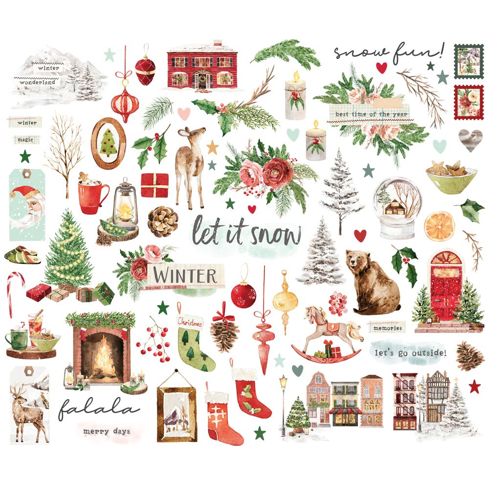 Simple Stories Vintage Evergreen Memories Bits And Pieces 27826 Christmas Imagery