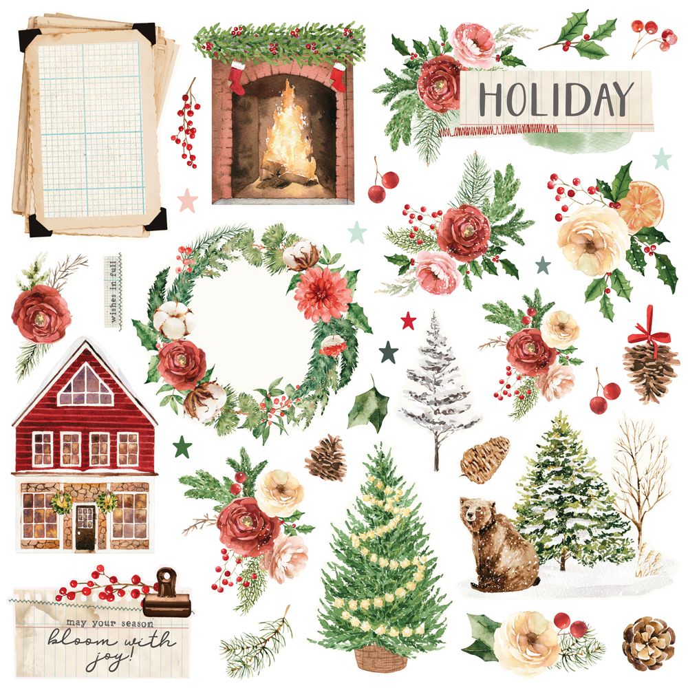 Simple Stories Vintage Evergreen Memories Card Kit 27835 Bloom With Joy Sentiments