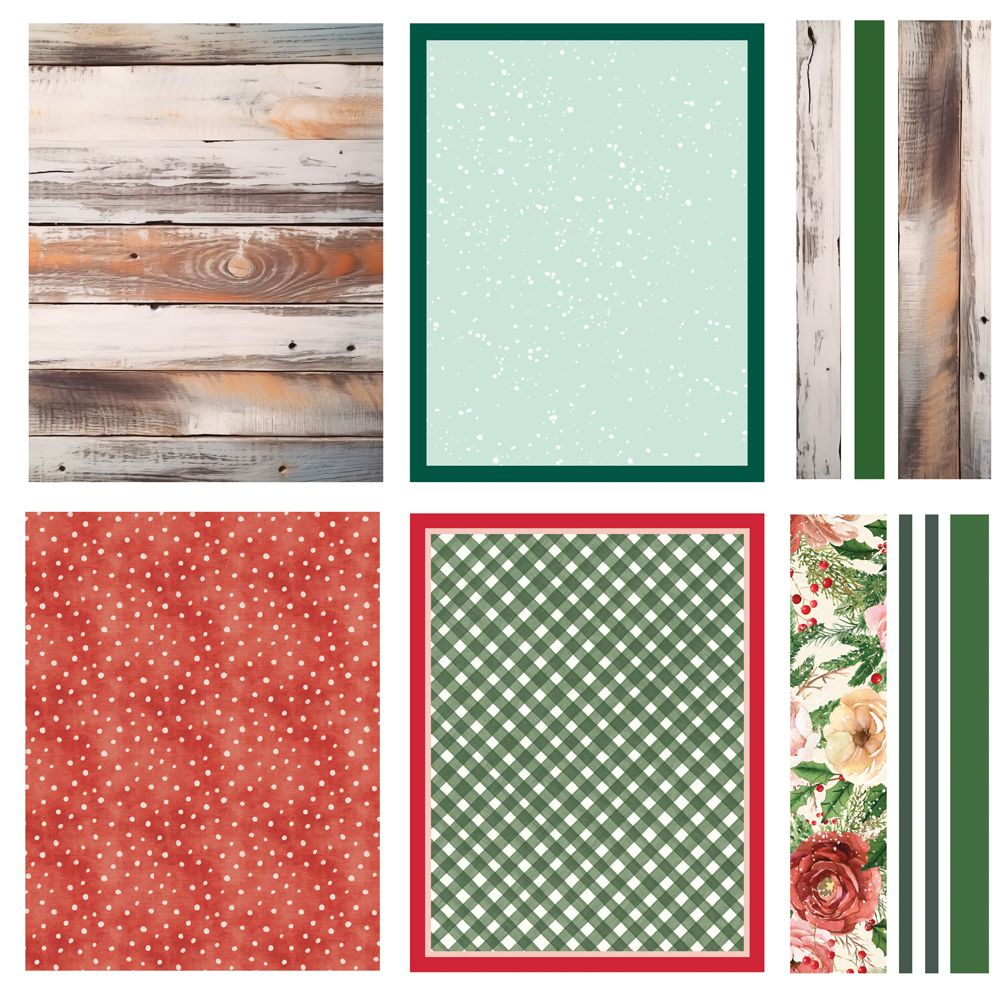 Simple Stories Vintage Evergreen Memories Card Kit 27835 Christmas Patterned Paper