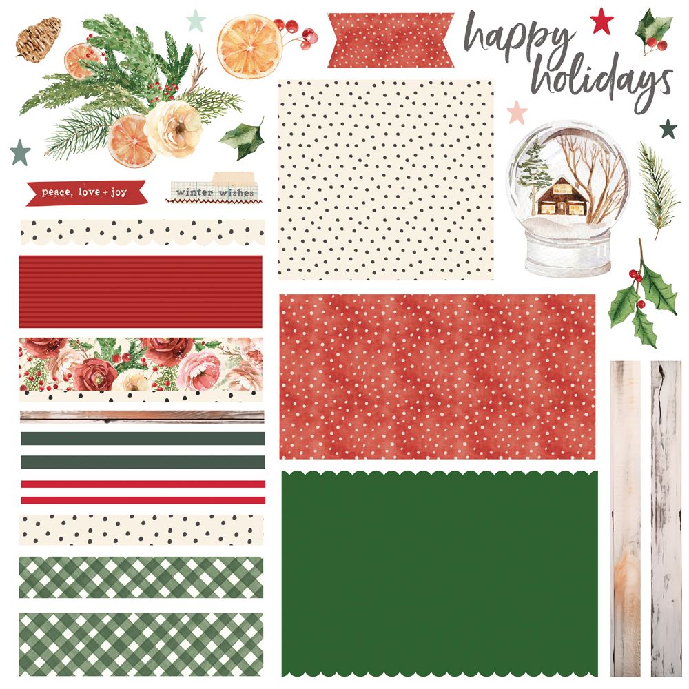 Simple Stories Vintage Evergreen Memories Card Kit 27835 Happy Holidays Sentiments