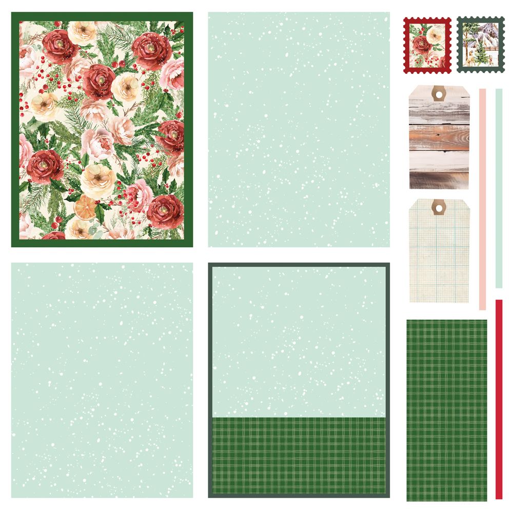 Simple Stories Vintage Evergreen Memories Card Kit 27835 Holidays Patterned Paper