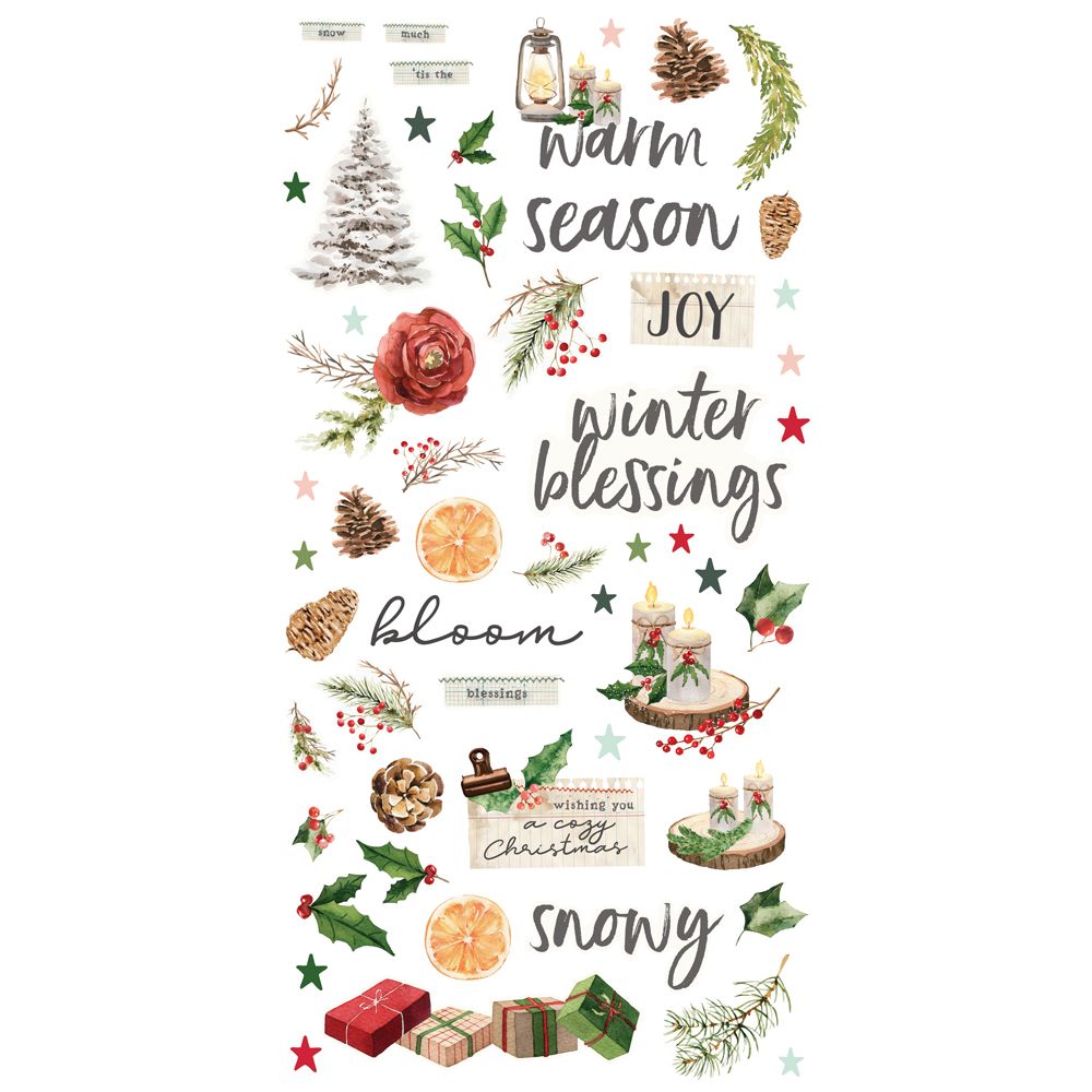Simple Stories Vintage Evergreen Memories Card Kit 27835 Winter Blessings Sentiments
