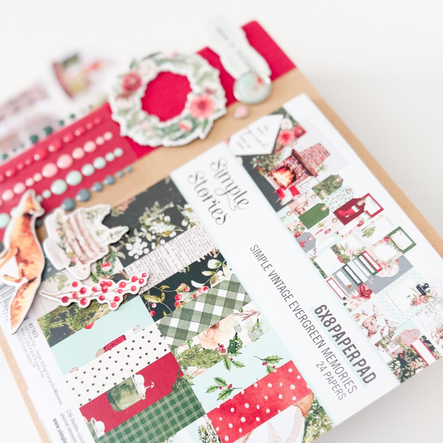Simple Stories Vintage Evergreen Memories Chipboard Memories 27825 Christmas Layout