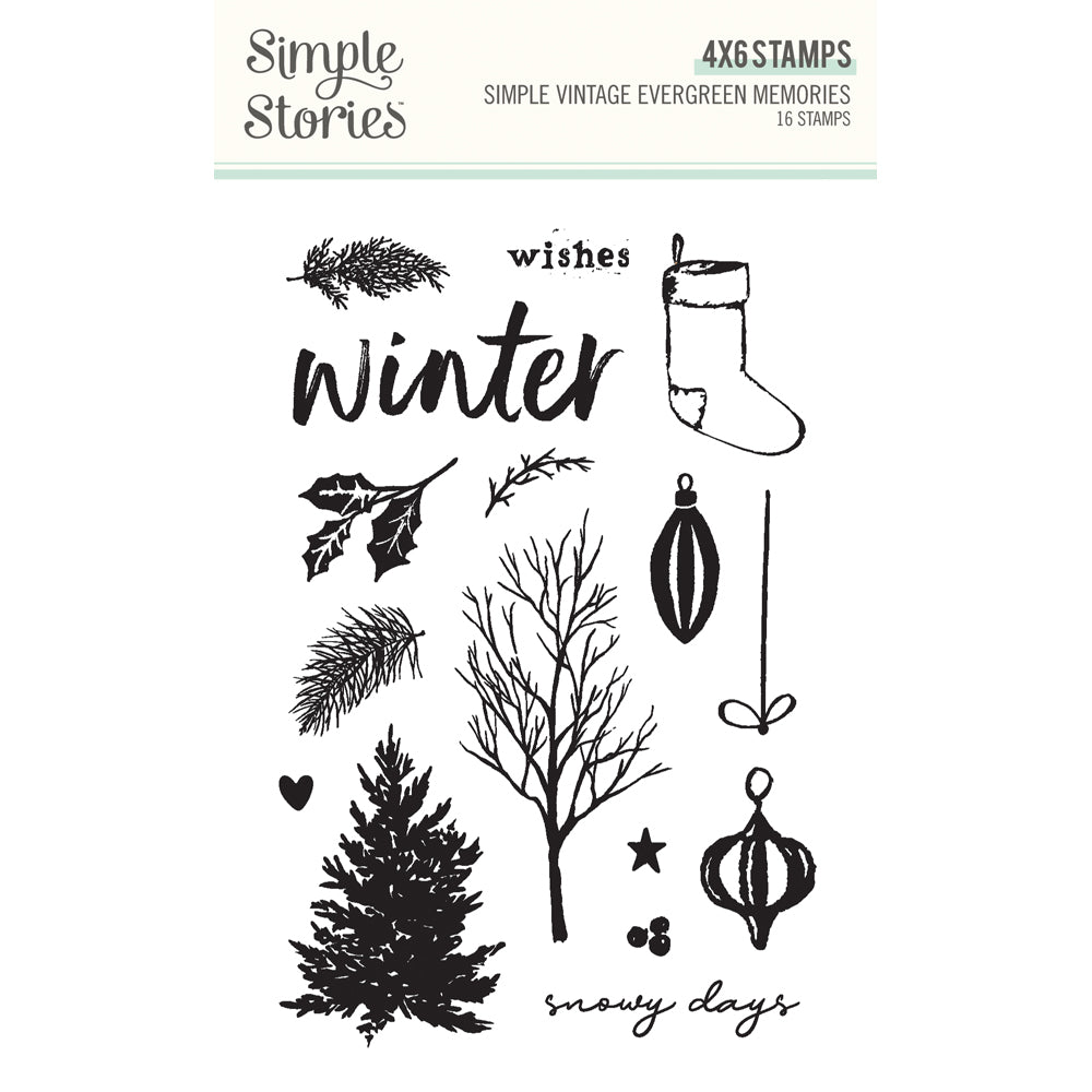 Simple Stories Vintage Evergreen Memories Clear Stamps 27824