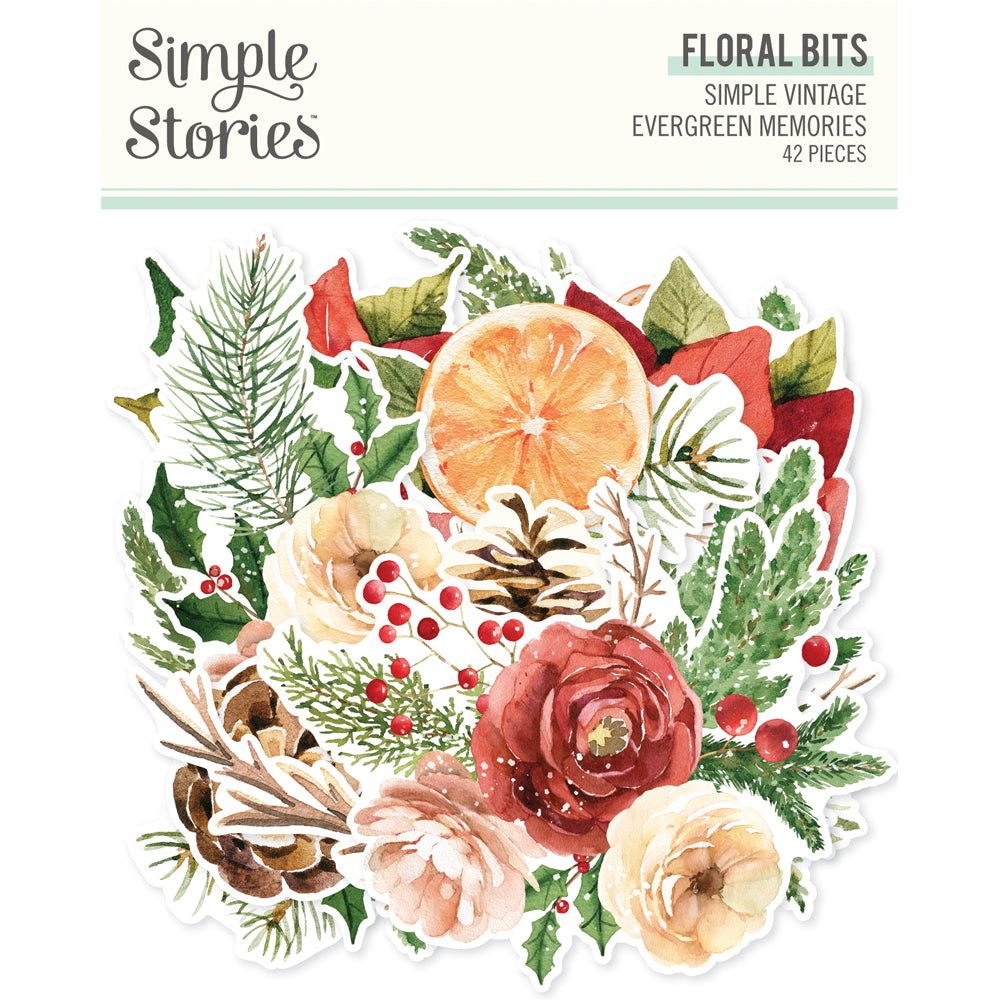 Simple Stories Vintage Evergreen Memories Floral Bits And Pieces 27828