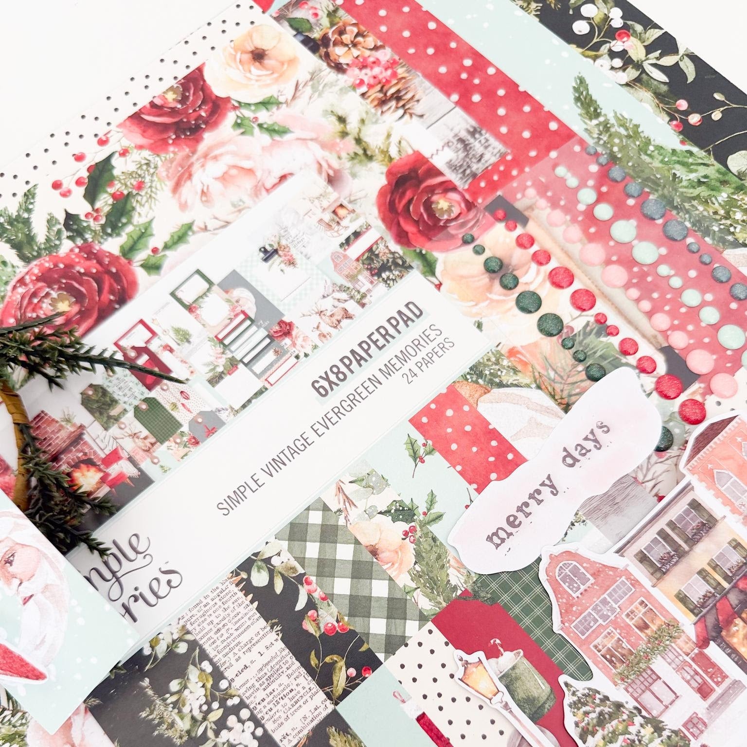 Simple Stories Vintage Evergreen Memories Glitter Enamel Dots 27832 Christmas Layout