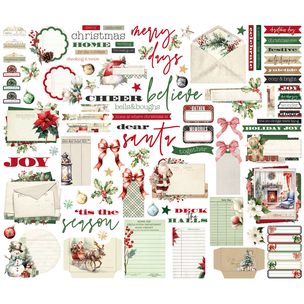 Simple Stories Vintage Evergreen Memories Journal Bits And Pieces 27627 Christmas Sentiments