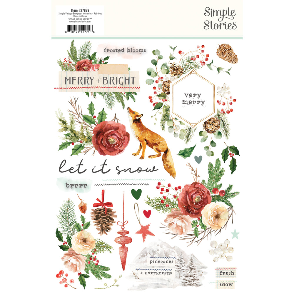 Simple Stories Vintage Evergreen Memories Rub Ons 27829 Packaging View