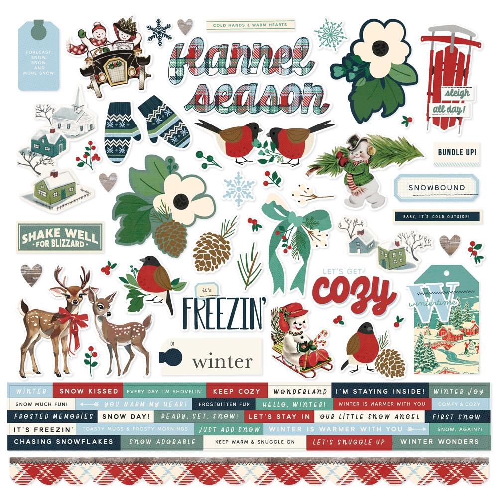 Simple Stories Vintage Flannel Season 12 x 12 Collection Kit 25300 Cardstock Stickers
